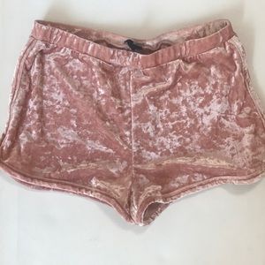 Pink velvet shorts
